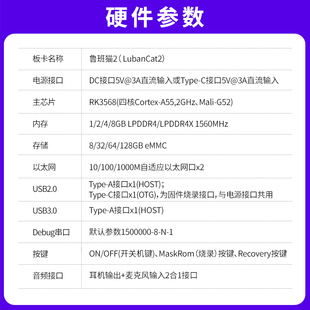 野火鲁班猫2卡片电脑 瑞芯微RK3568开发板Linux学习板 对标树莓派