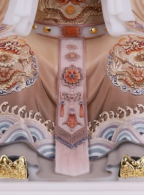 龙五爷佛像财神爷仿汉白玉广济龙王菩萨神像摆件供奉家用宝善缘