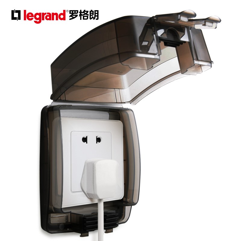 罗格朗86型家用卫生间五孔插座防水盒浴室ip55透明保护罩防溅盒