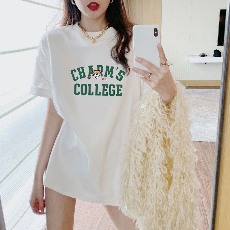 欧洲站白色中长款t恤女遮屁股2022年夏季新款宽松韩版大码短袖潮
