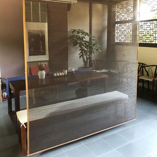 竹帘窗帘卷帘茶室隔断帘屏风挂帘遮挡阳台遮阳透光遮光 曼莎诺中式