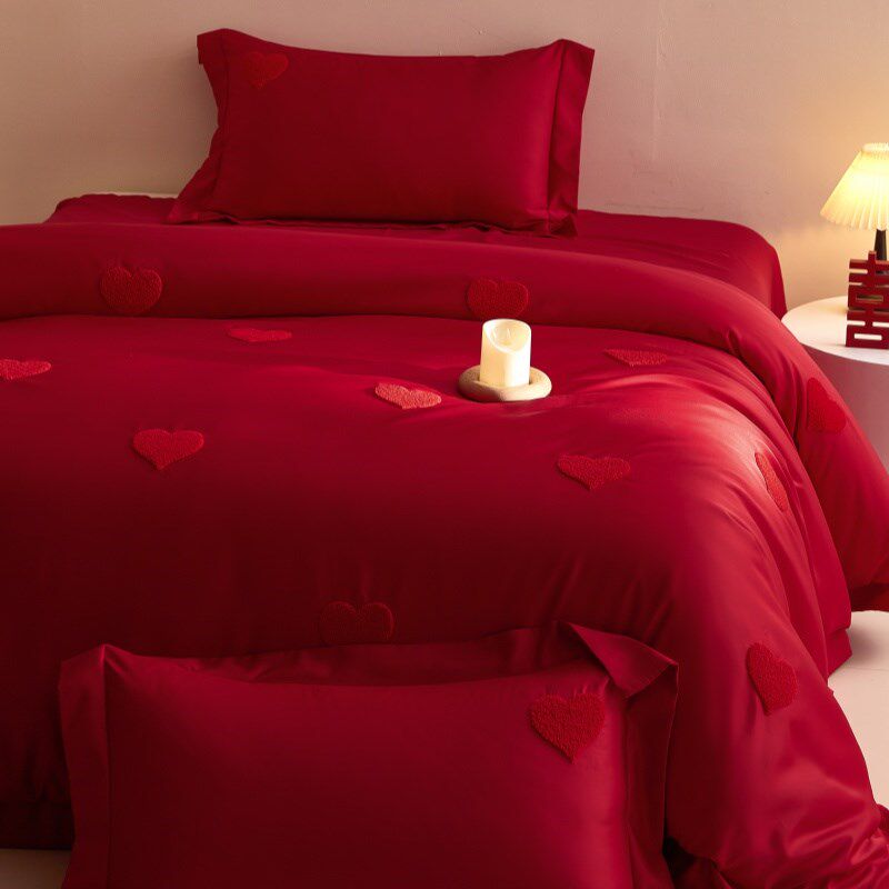 中式婚庆四件套大红色喜字床单被套结婚床上用品婚房陪嫁,床上用品,婚庆床品套件,淘宝优惠券,粉丝福利购,淘宝优惠卷