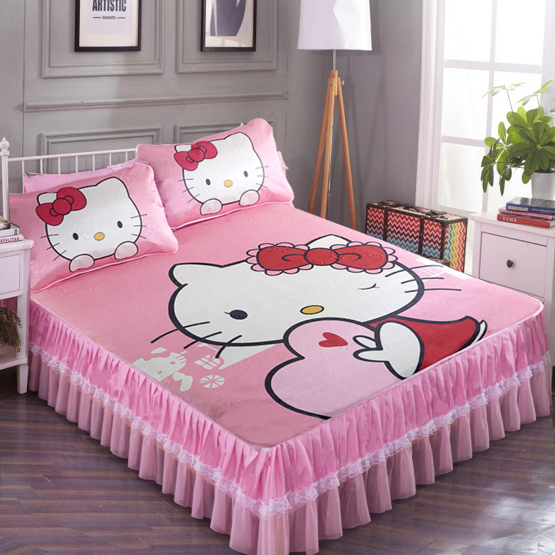 夏季儿童卡通床裙乳胶冰丝凉席三件套可折叠水洗1.2/1.5米1.8m床2