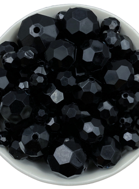 直孔实色黑色3g2面切面角珠 手工DIY编制包包串珠手链项链配件珠