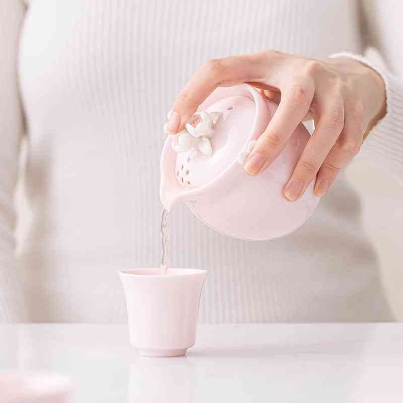 旅行功夫茶具套装女陶瓷泡茶壶茶杯户外露营快客杯一壶二杯便携包