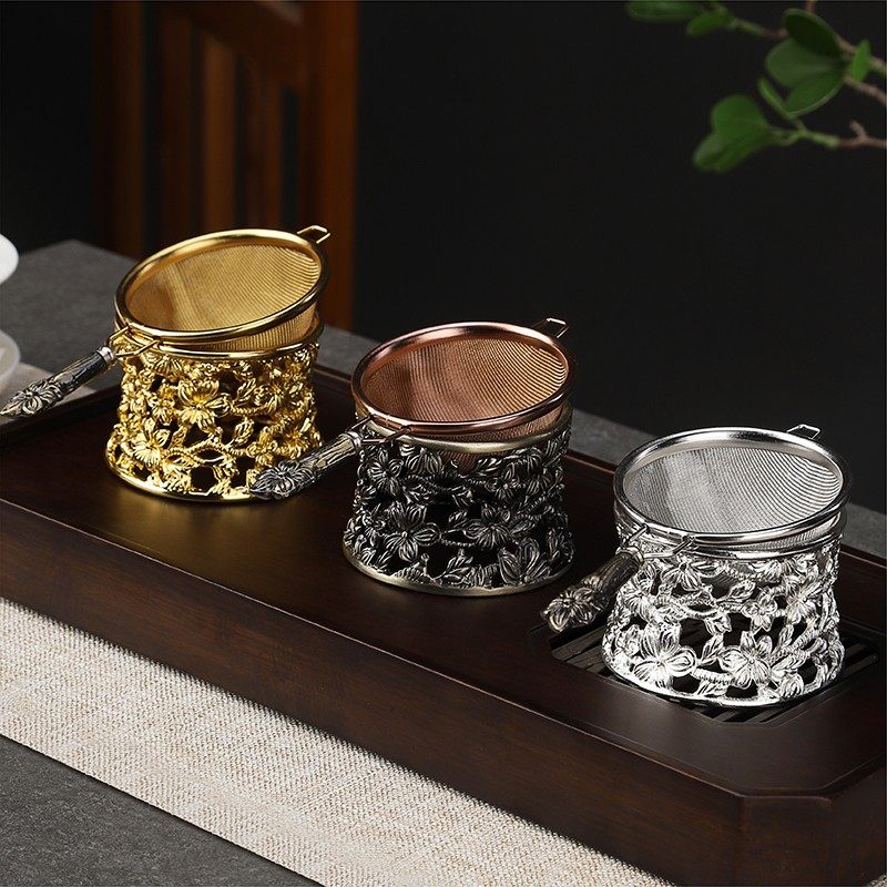 不锈钢茶漏茶滤网茶托滤茶器功夫茶具配件细网茶叶过滤网茶隔