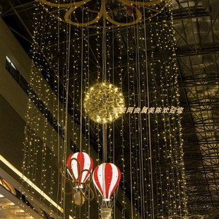 商场led灯装饰球体热气球皮革布料吊饰美陈店庆喜庆氛围中庭装饰