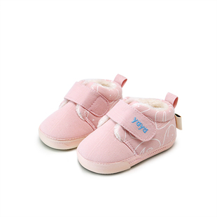 学步鞋女宝宝加厚棉鞋冬季0一1-2岁软底婴儿鞋加绒不掉鞋男童鞋子