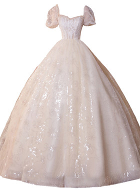 厂家2021新款胖妹妹特大码婚纱200斤加肥加大显瘦T胖mm礼服孕新娘