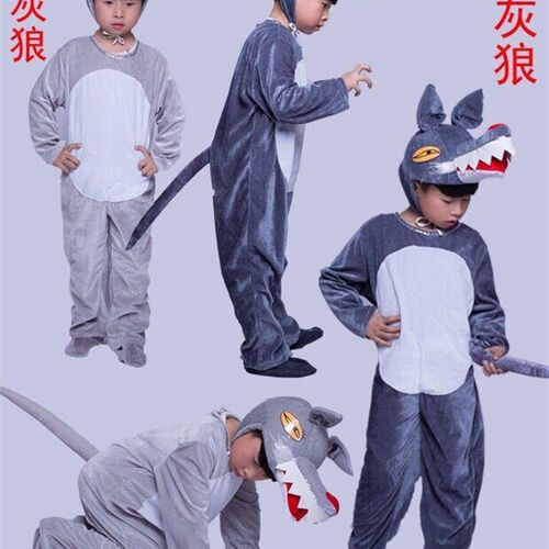 新品儿童演出服动物服幼儿表演服卡通服J男童女童大野狼大灰狼服