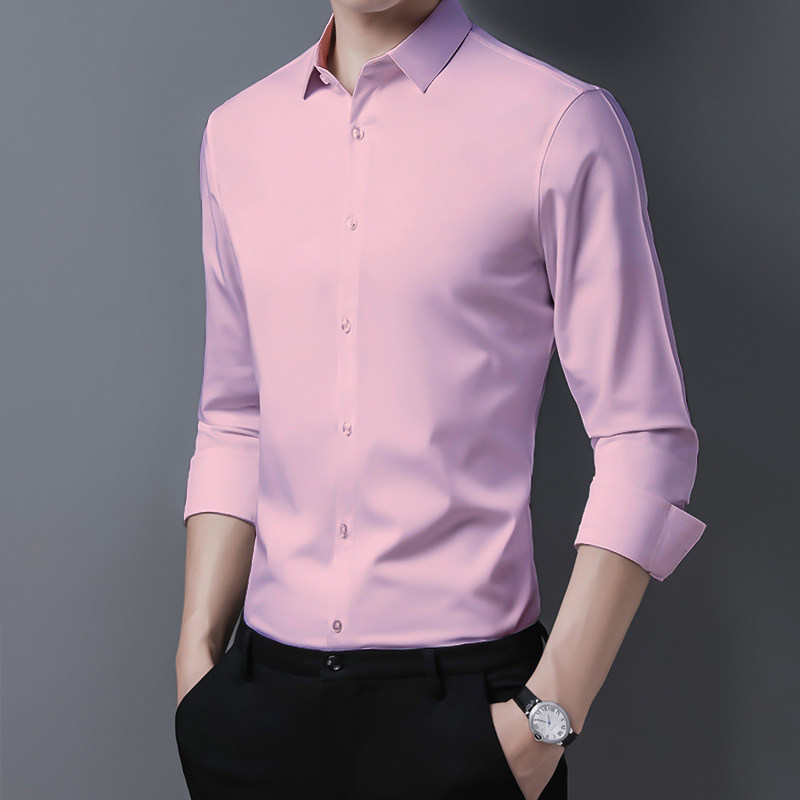 正装衬衫男长袖商务休闲工装工作服大码秋刺绣定制logo免烫白衬衣