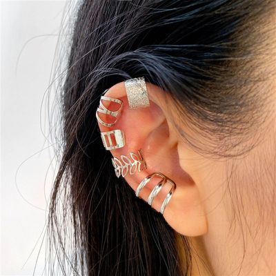 新品golden Ear clip Punk earrings set 高级设计感无耳洞耳夹耳