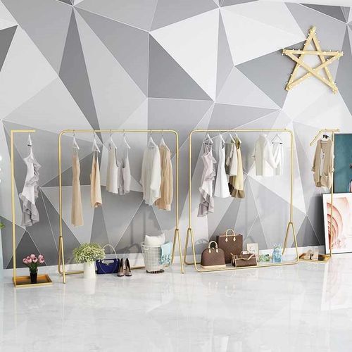 服装店落地式挂衣架简约网红装饰铁艺展示架轻奢女装晾挂衣杆货架