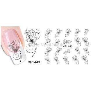 新品20 watermark cute black flower 3D DesigNn Tip Nail Art S