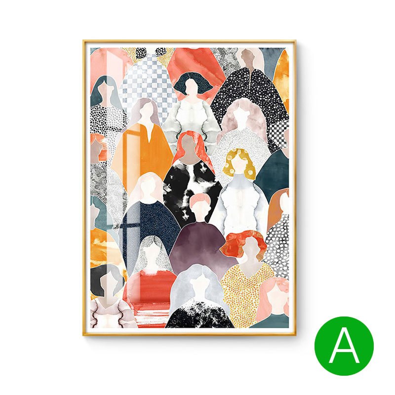 北欧风格儿童房创意暖色挂画客厅装饰画建筑人物插画卧室餐厅壁画图片