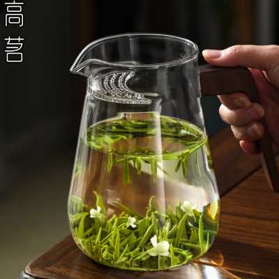 玻璃公道杯大容量1000ml月牙泡茶器绿茶专用茶壶茶漏一体公杯