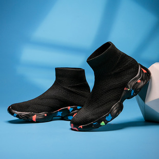 童鞋男童女 童弹力袜子鞋儿童运动鞋高筒鞋网面透气轻便袜套鞋单