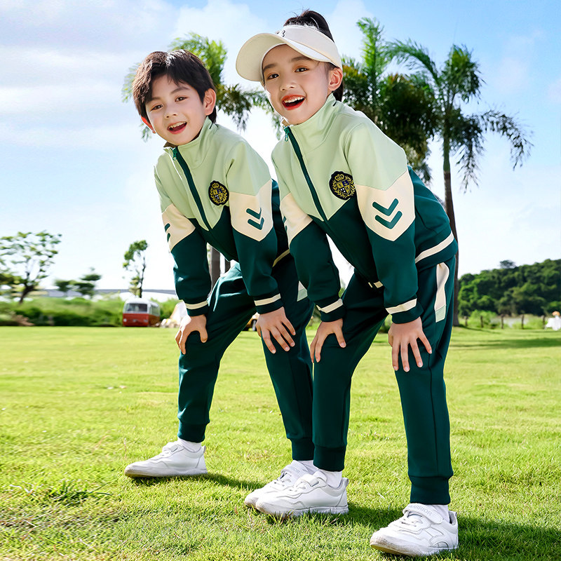 新品校服套装中小学生一年级班服幼儿园园服绿色运动套装两件套春