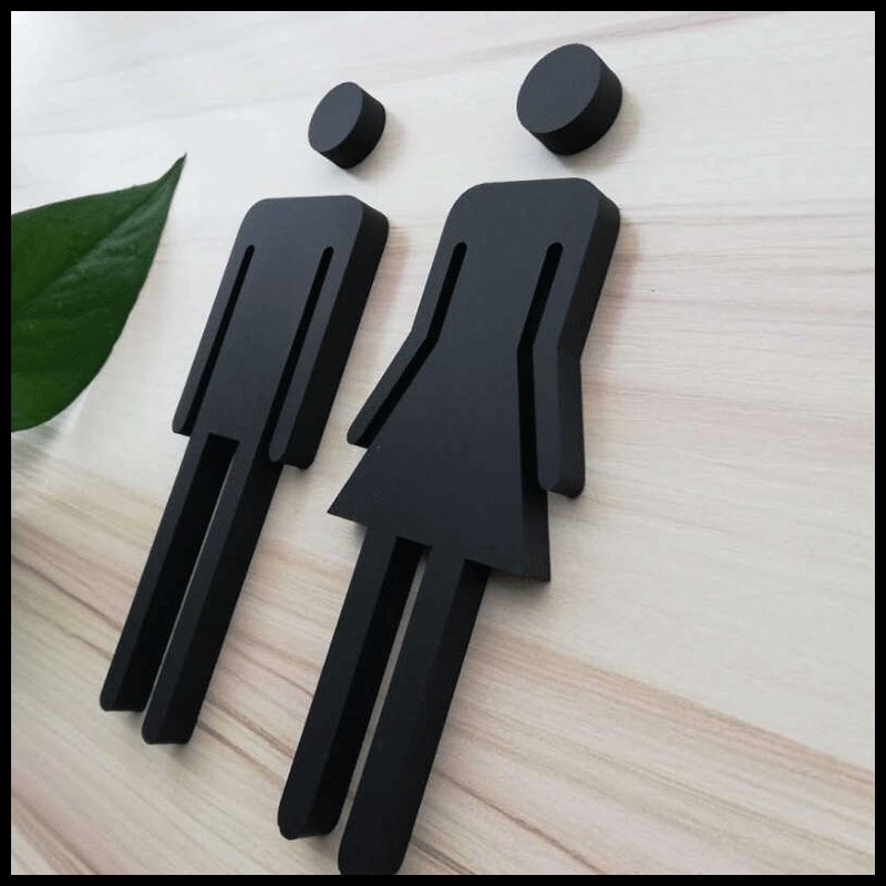 创意洗手间门牌亚克力标志牌男女卫生间提示牌厕所标识牌金色一对