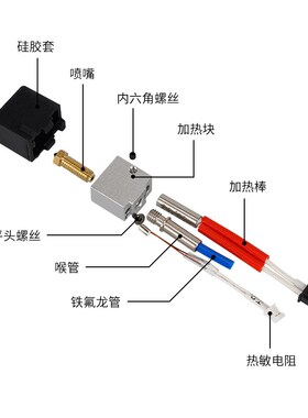 3D打印机配件 Anyocubic Kobra 2挤出头热端24V60W