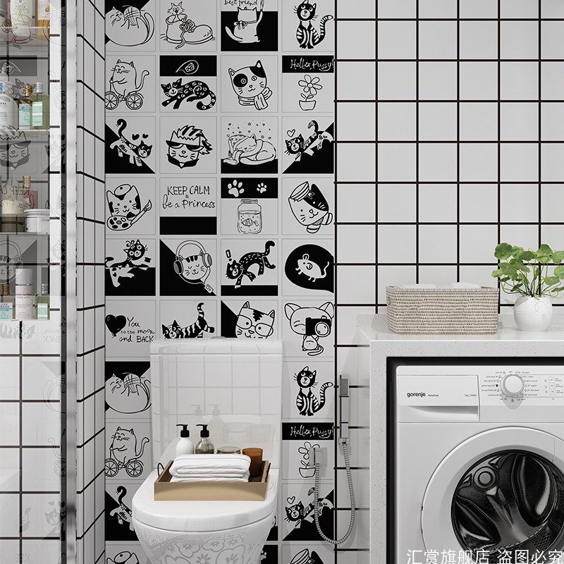 卡通贴纸墙贴厨房墙纸防水防油耐高温卫生间自粘可爱灶台贴画装饰,家居饰品,软装墙贴,淘宝优惠券,粉丝福利购,淘宝优惠卷