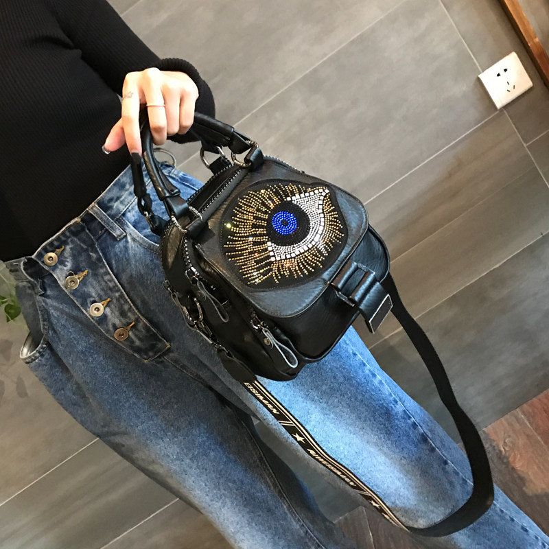 时尚烫钻小包女款 潮流多功能休闲小背包 百搭撞色单肩斜挎手提包