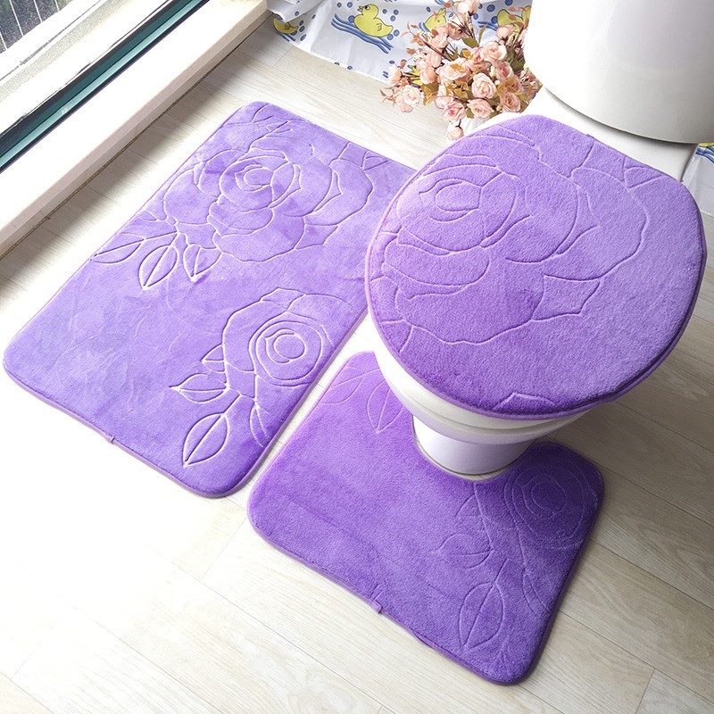 速发3Pcs Bathroom Mat Set Kitchen Bath Carpet Toliet Rug Tap