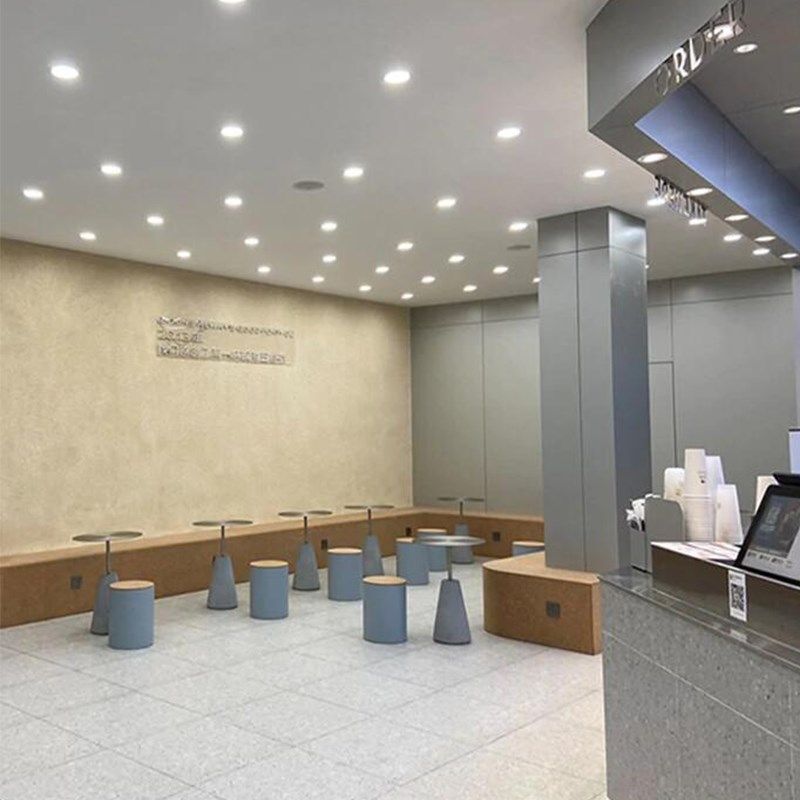 桌子沙发边简约现代圆桌水泥不锈钢置物架奶茶店咖啡厅极简小茶几