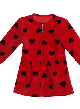 秋冬季韩版儿童罩衣羽绒服棉袄外套女童长袖拉链护衣水晶绒反穿衣