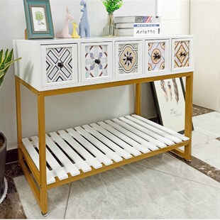 美式花架阳台置物架装饰室内多层木质花架子客厅落地式电视柜边柜