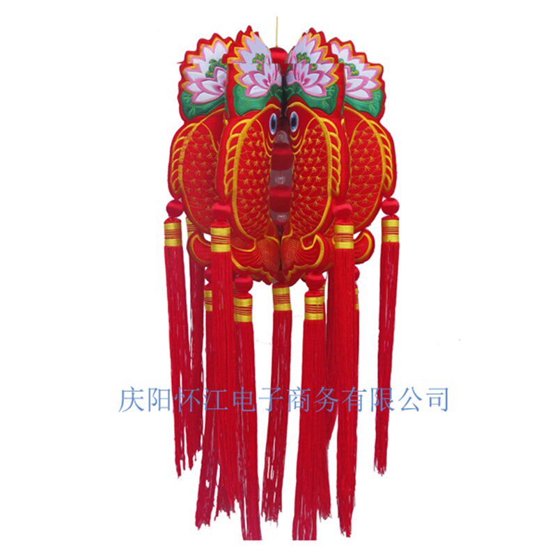 立体鱼灯挂件中国风刺绣庆阳香包礼品手工艺品室内客厅绣花饰品