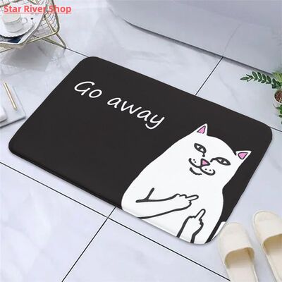 推荐Fun Middle Finger Cute Cat Printed Mat Bathroom Non-slip