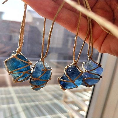 推荐1Pcs Natural Quartz Crystal Stone Blue/Green Fluorite Tr