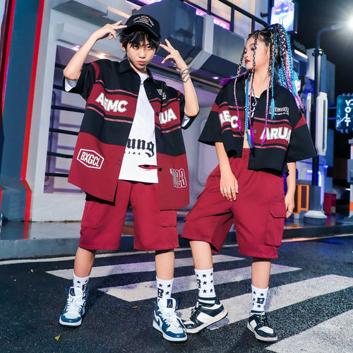 现货街舞幼儿潮服k架子鼓演出服炫酷套装hiphop嘻哈女孩走秀爵士