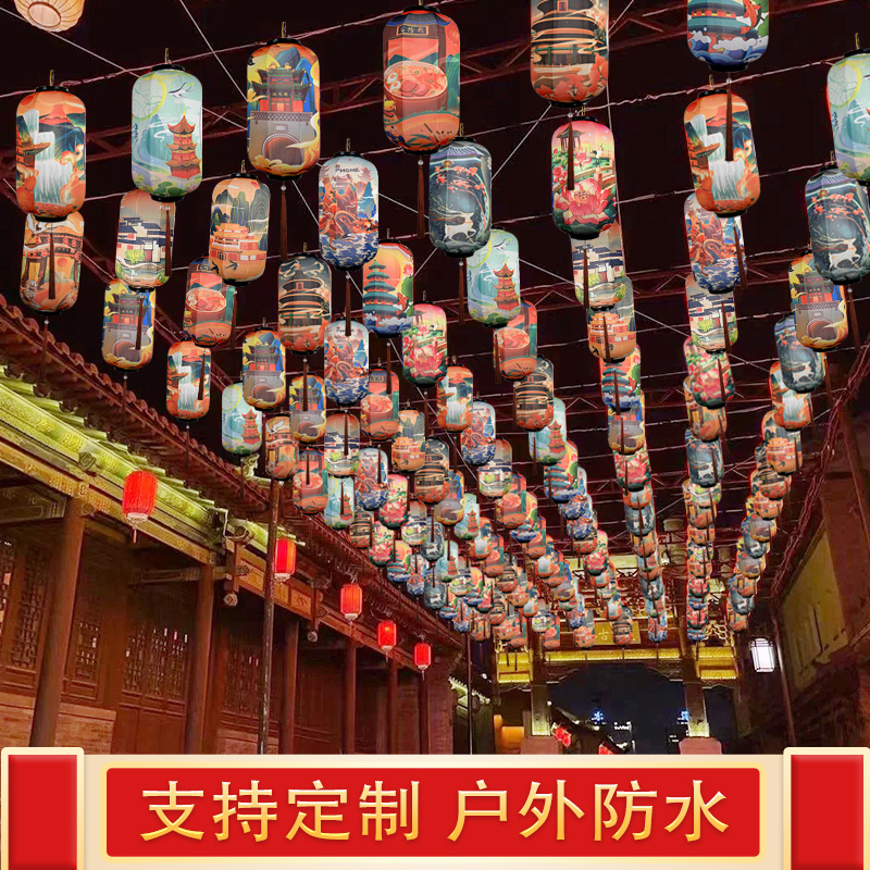 中式国潮唐风冬瓜灯笼不夜城风景区布置古风户外敦煌吊灯节日挂饰