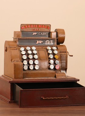 7080年代怀旧民国风老式物件美式复古收银机模型酒吧摆件吧台装饰