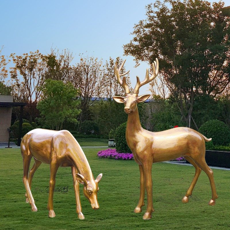 户外园林景观仿铜梅鹿花玻璃钢麋鹿雕塑小区楼盘美陈动物装饰摆件,家居饰品,户外/庭院摆件,淘宝优惠券,粉丝福利购,淘宝优惠卷