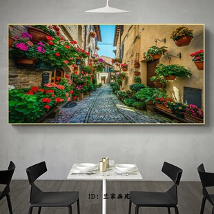 别墅房高清挂画客厅沙发墙装饰画晶瓷画镶钻画温馨床头田园风景画