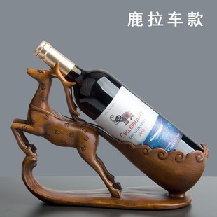 红酒架摆件红酒新婚鹿p酒架餐桌家用新中式 红酒架酒拖工艺品摆联