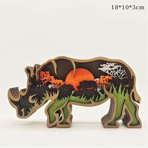 速发Creative Wooden Rhino Crafts Wood Animal Carving Camel