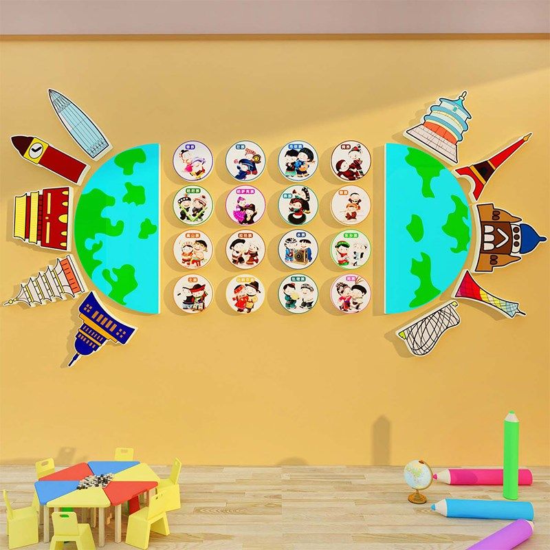 地球幼儿园墙面装饰环创主题成品材料文化午托管班教室布置走廊贴,家居饰品,文化墙贴,淘宝优惠券,粉丝福利购,淘宝优惠卷