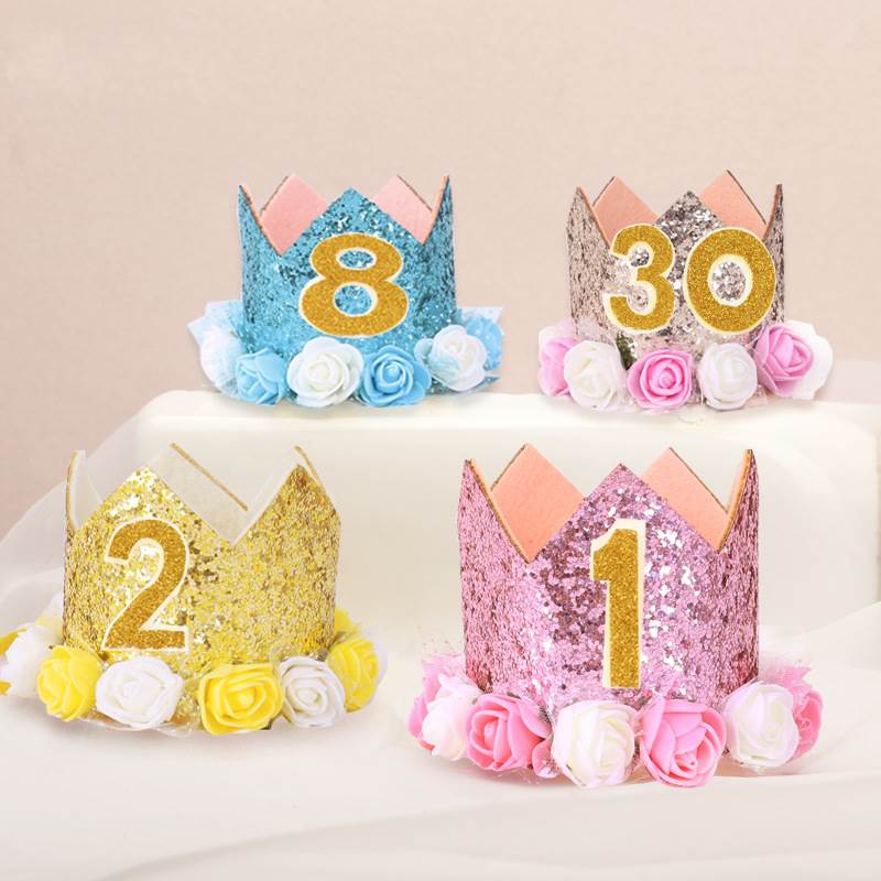 极速Baby boy grl party cartoon hats Frst 1st Brthday Party H