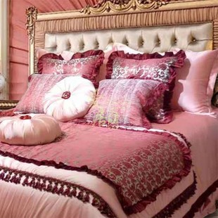 婚庆欧式床上用品多件套装奢华样板间结婚豪华法式家居大红色床品