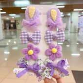 儿童发夹可爱兔耳朵蝴蝶结花朵发卡F套装 侧边夹卡通宝宝头饰发饰