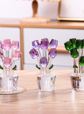 水晶花束创意装饰摆件家r居饰品现代简约客厅玄关酒柜装饰品小摆