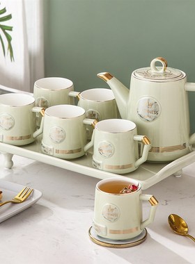 陶瓷水杯家用礼盒套装客厅轻奢乔迁新婚杯具茶壶茶杯耐高温冷水壶