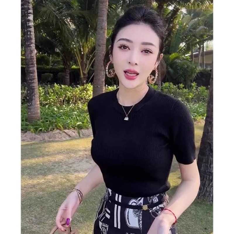 欧洲站2024新款女夏御姐港味端庄高级感气质半身裙赫本风套装裙子
