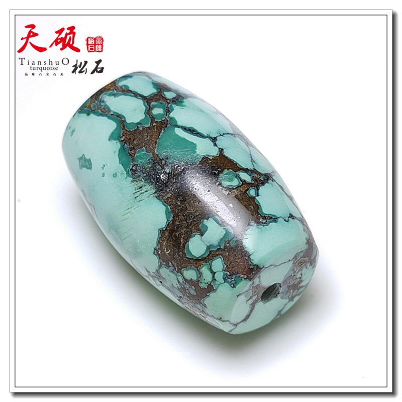 天硕松石原矿高瓷无优化绿松石桶珠顶珠单珠多铁线名族风锁骨链