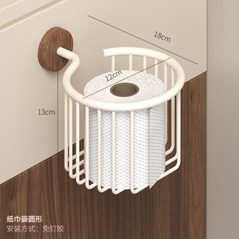 胡桃木白色卫生间纸巾架浴室厕所A厕纸盒免打孔抽卷纸洗手间置物