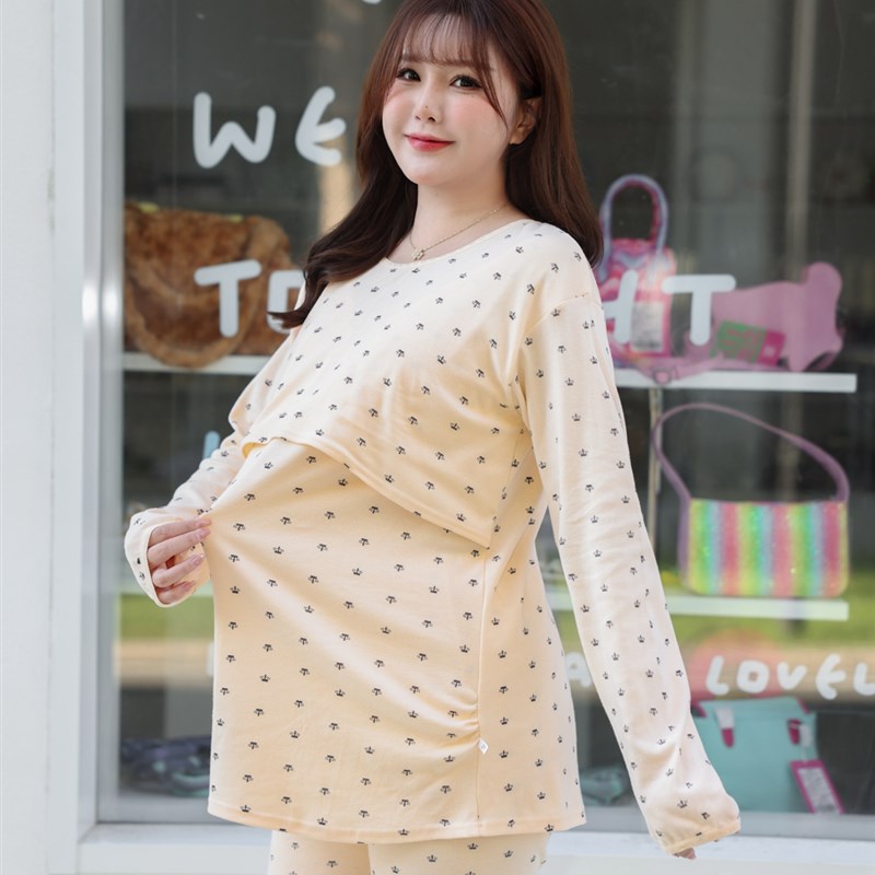 孕妇纯棉秋衣秋裤特加肥加大码300斤春秋冬装哺乳月子服Y套装200